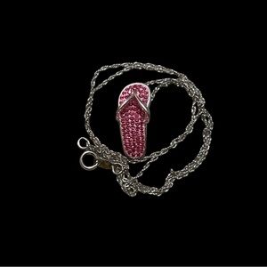 925 Sterling Pink Flip Flop Pendant Necklace